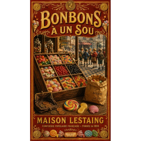 Bonbons à un Sou – affiche & plaque vintage | Manufacture Arssans