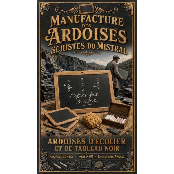 Manufacture des Ardoises Schistes du Mistral – affiche & plaque vintage | Manufacture Arssans