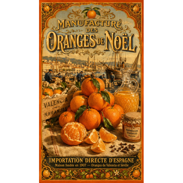 Manufacture des Oranges de Noël – affiche & plaque vintage | Manufacture Arssans