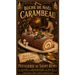 Bûche de Noël Carambeau – affiche & plaque vintage | Manufacture Arssans