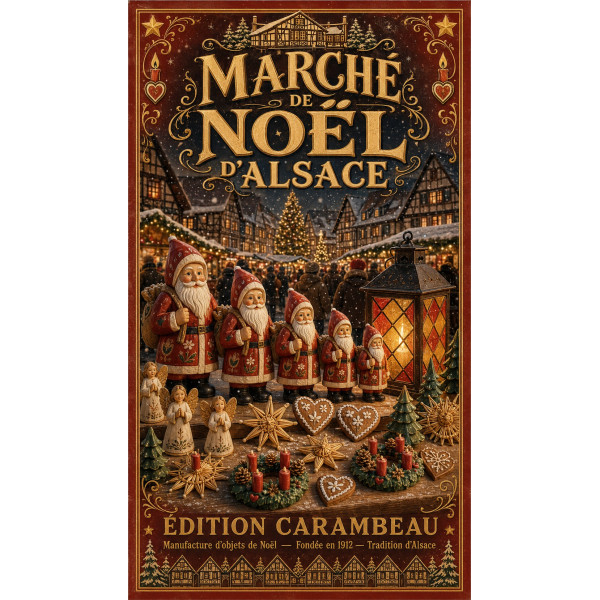 Marché de Noël d'Alsace – affiche & plaque vintage | Manufacture Arssans