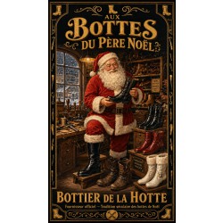 Aux Bottes du Père Noël – affiche & plaque vintage | Manufacture Arssans