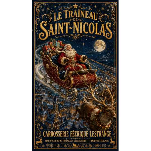 Le Traîneau de Saint-Nicolas – affiche & plaque vintage | Manufacture Arssans