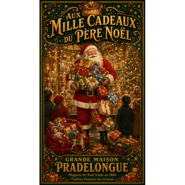 Aux Mille Cadeaux du Père Noël – affiche & plaque vintage | Manufacture Arssans
