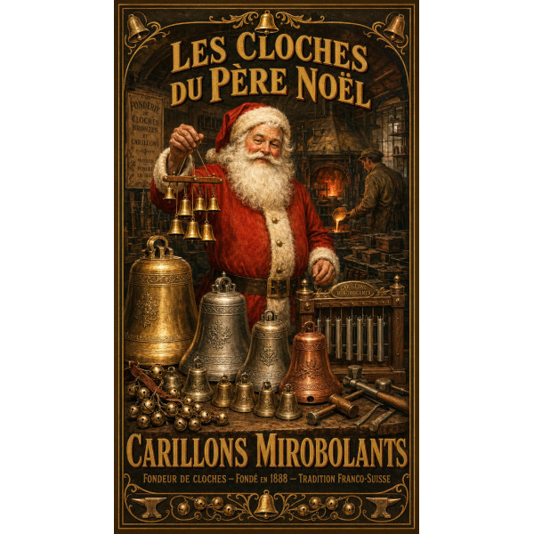 Les Cloches du Père Noël – affiche & plaque vintage | Manufacture Arssans