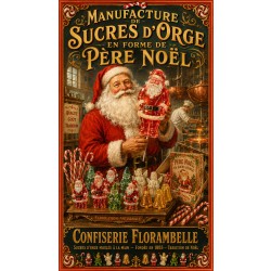 Manufacture de Sucres d'Orge en Forme de Père Noël – affiche & plaque vintage | Manufacture Arssans