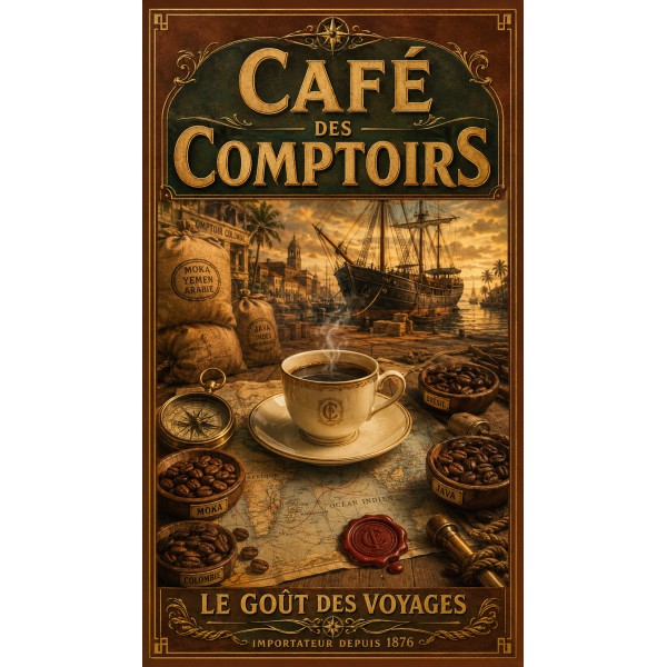 Café des Comptoirs – affiche & plaque vintage | Manufacture Arssans