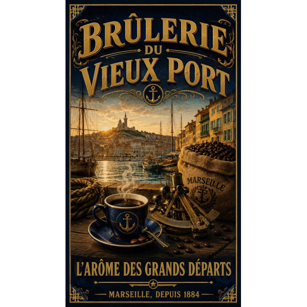 Brûlerie du Vieux Port – affiche & plaque vintage | Manufacture Arssans