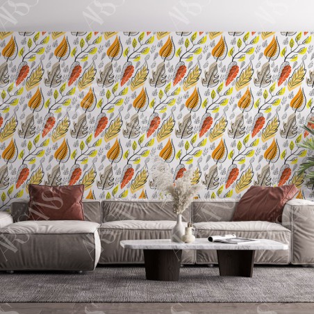 Papier Peint Automnal — papier peint intissé jaune pour salon