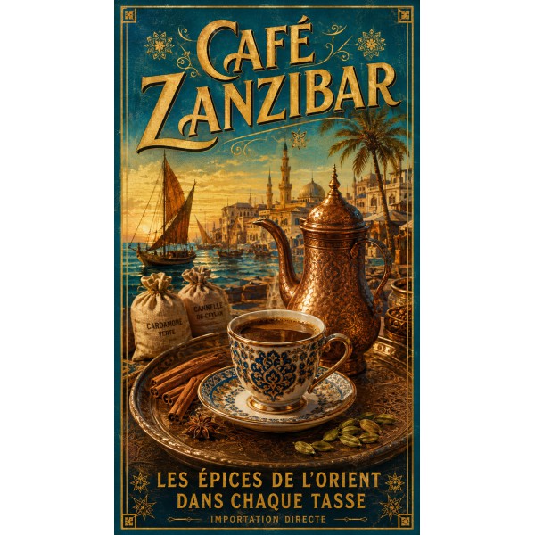 Café Zanzibar – affiche & plaque vintage | Manufacture Arssans