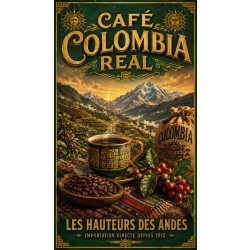Café Colombia Real – affiche & plaque vintage | Manufacture Arssans