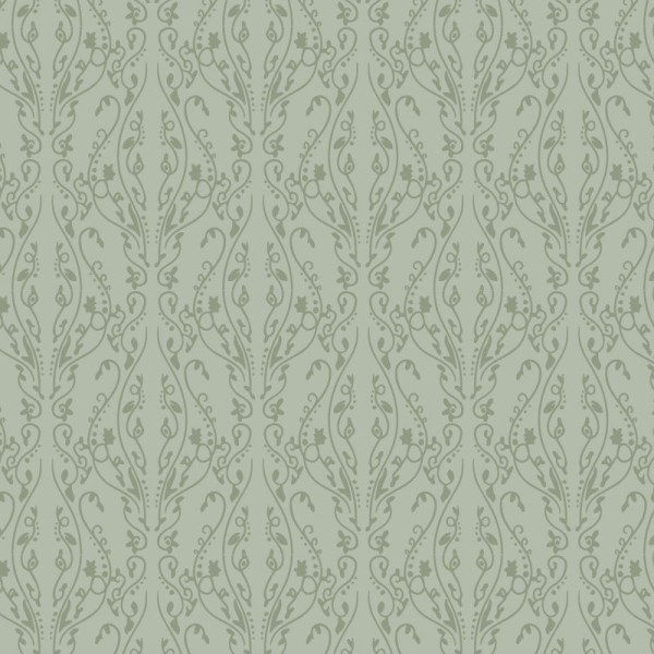 Papier Peint Arabesque Volutea Vert Sauge — Ambiance 2