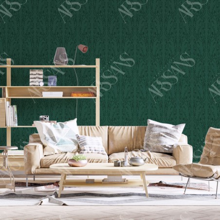 Papier Peint Arabesque Volutea Vert Sapin - papier peint intissé vert pour salon