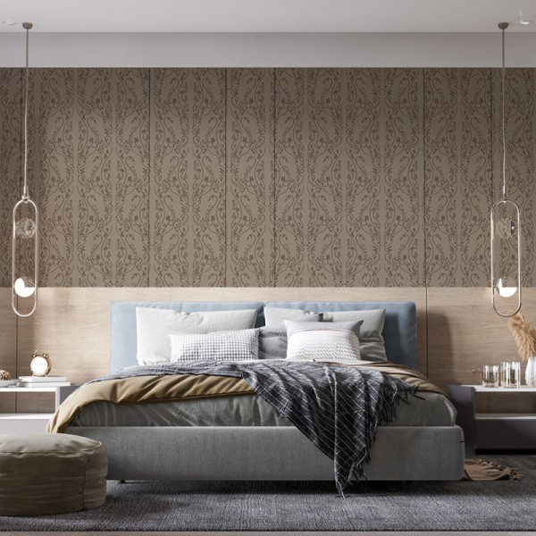 Papier Peint Arabesque Volutea Terre d'Argile — Ambiance 1