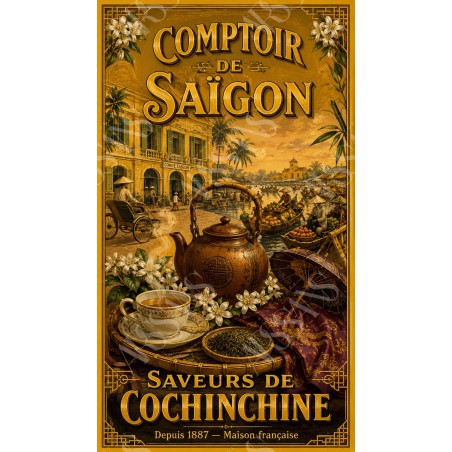 Comptoir de Saïgon – affiche & plaque vintage | Manufacture Arssans