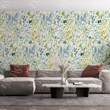 Papier Peint Floridus — papier peint intissé vert pour salon