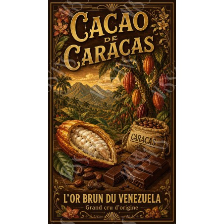 Cacao de Caracas – affiche & plaque vintage | Manufacture Arssans