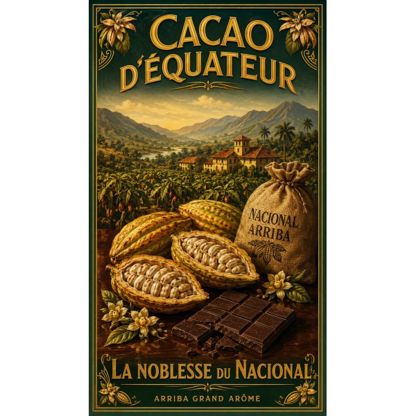 Cacao d'Équateur – affiche & plaque vintage | Manufacture Arssans