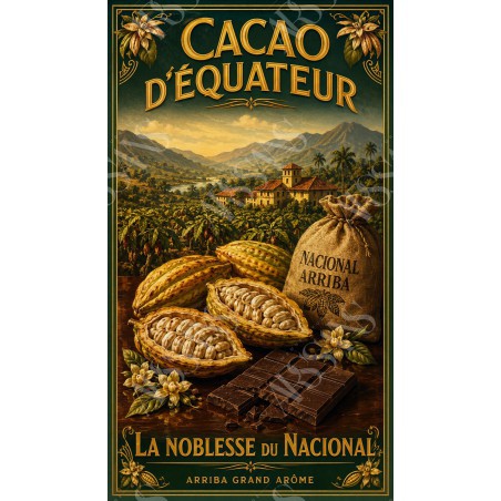 Cacao d'Équateur – affiche & plaque vintage | Manufacture Arssans