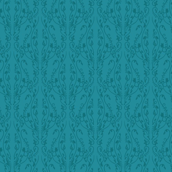 Papier Peint Arabesque Volutea Bleu Canard — Ambiance 2