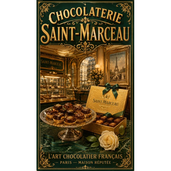 Chocolaterie Saint-Marceau – affiche & plaque vintage | Manufacture Arssans