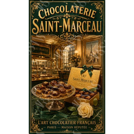 Chocolaterie Saint-Marceau – affiche & plaque vintage | Manufacture Arssans