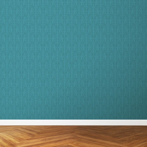 Papier Peint Arabesque Volutea Bleu Canard — Ambiance 3