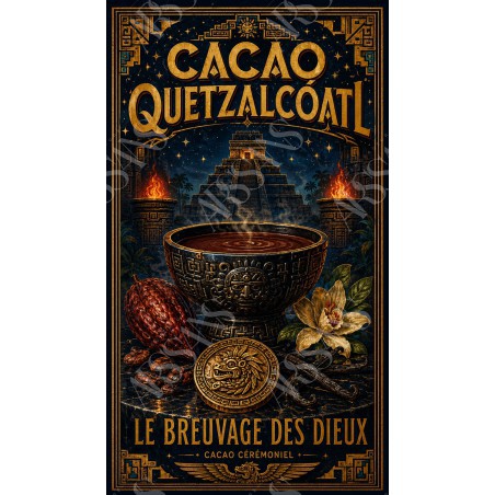 Cacao Quetzalcóatl – affiche & plaque vintage | Manufacture Arssans
