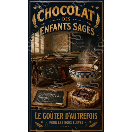 Chocolat des Enfants Sages – affiche & plaque vintage | Manufacture Arssans