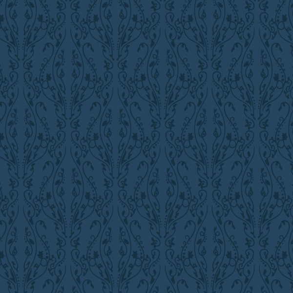 Papier Peint Arabesque Volutea Bleu Hussard — Ambiance 2