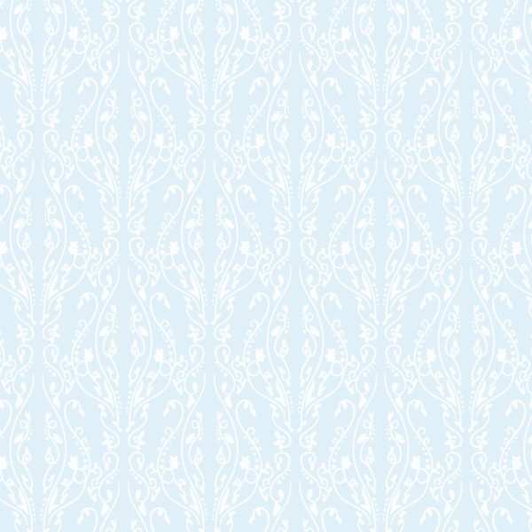 Papier Peint Arabesque Volutea Bleu Dragée — Ambiance 2