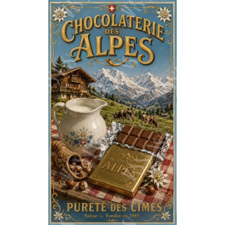 Chocolaterie des Alpes – affiche & plaque vintage | Manufacture Arssans