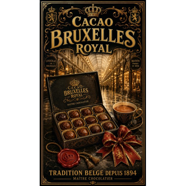 Cacao Bruxelles Royal – affiche & plaque vintage | Manufacture Arssans
