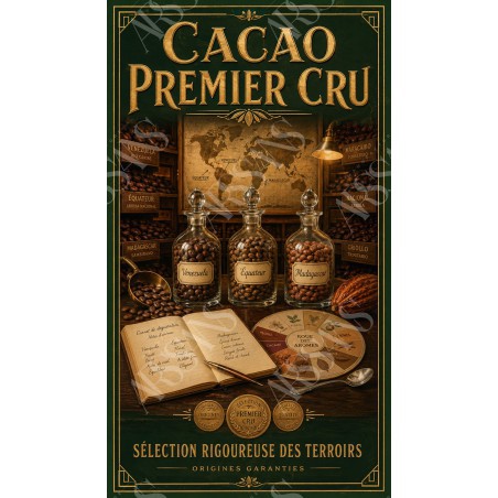 Cacao Premier Cru – affiche & plaque vintage | Manufacture Arssans