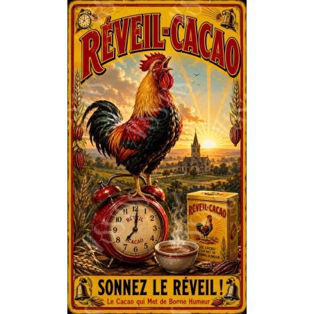 Réveil-Cacao – affiche & plaque vintage | Manufacture Arssans