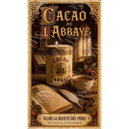 Cacao de l'Abbaye – affiche & plaque vintage | Manufacture Arssans