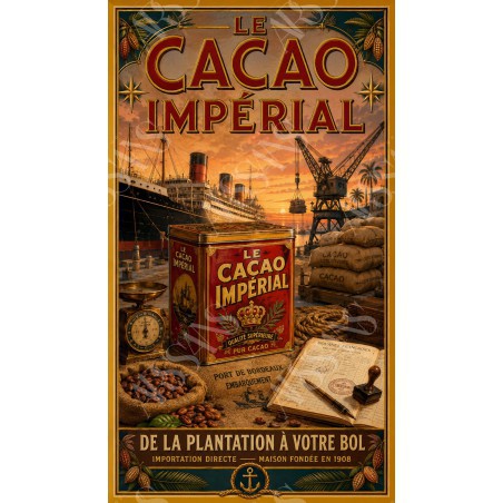 Le Cacao Impérial – affiche & plaque vintage | Manufacture Arssans