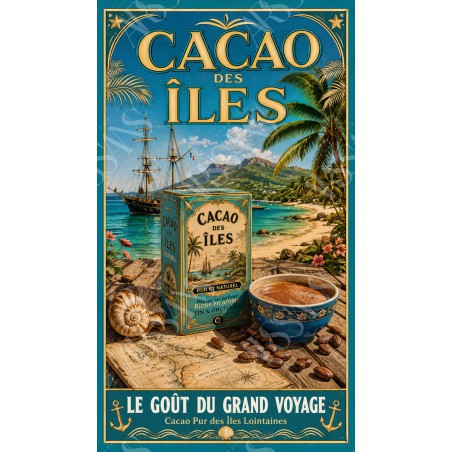 Cacao des Îles – affiche & plaque vintage | Manufacture Arssans