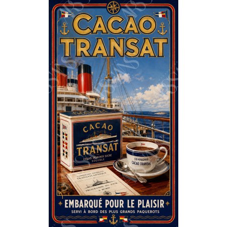 Cacao Transat – affiche & plaque vintage | Manufacture Arssans