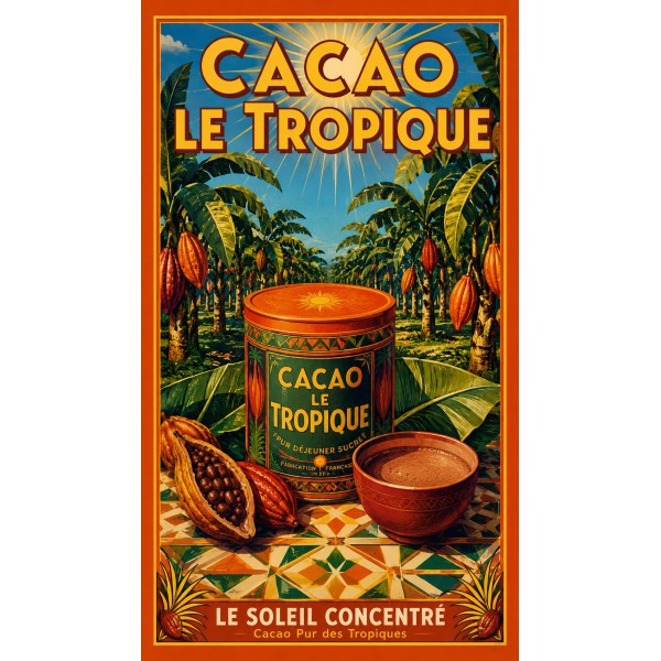 Cacao Le Tropique – affiche & plaque vintage | Manufacture Arssans
