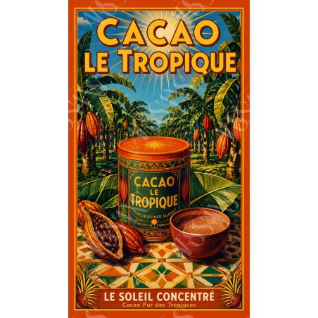 Cacao Le Tropique – affiche & plaque vintage | Manufacture Arssans