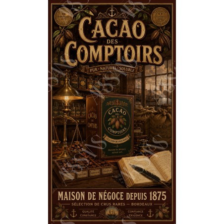 Cacao des Comptoirs – affiche & plaque vintage | Manufacture Arssans