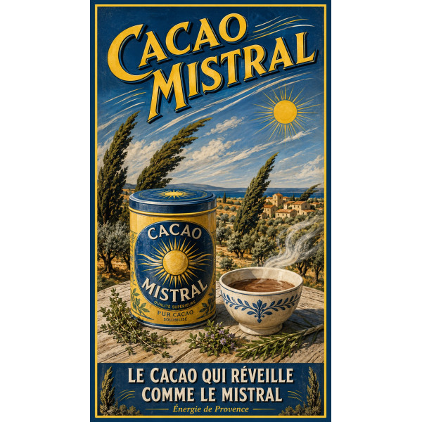 Cacao Mistral – affiche & plaque vintage | Manufacture Arssans