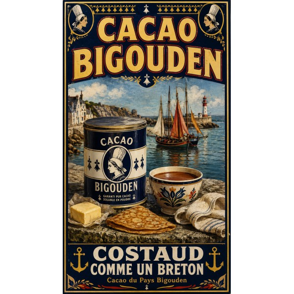 Cacao Bigouden – affiche & plaque vintage | Manufacture Arssans