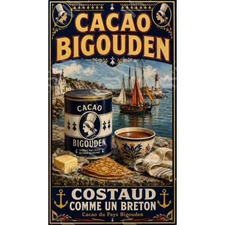 Cacao Bigouden – affiche & plaque vintage | Manufacture Arssans