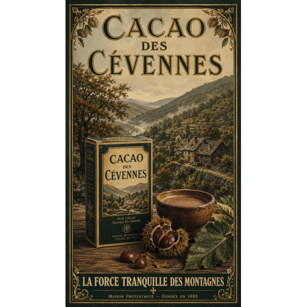 Cacao des Cévennes – affiche & plaque vintage | Manufacture Arssans