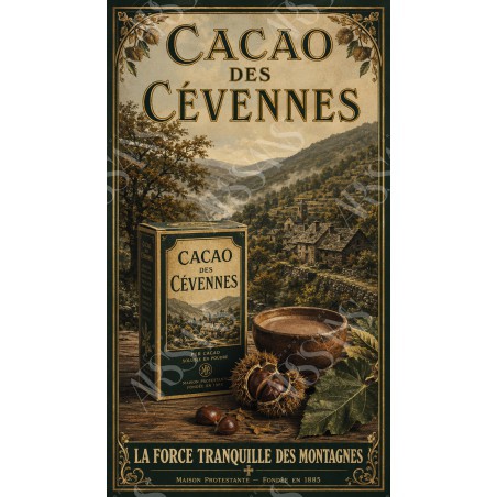 Cacao des Cévennes – affiche & plaque vintage | Manufacture Arssans