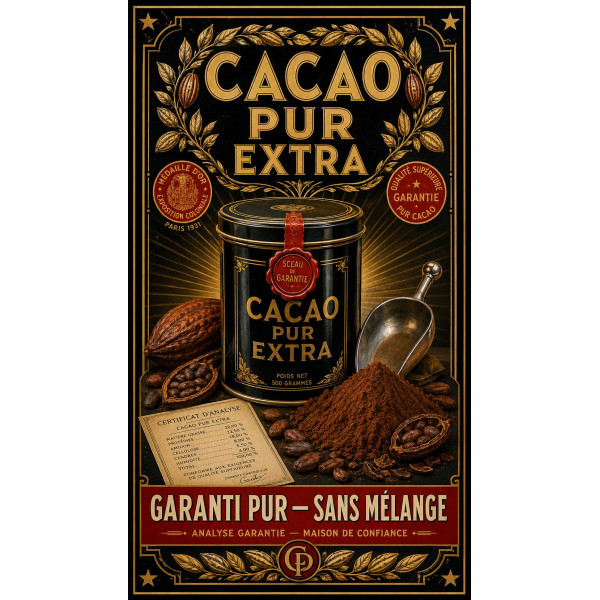 Cacao Pur Extra – affiche & plaque vintage | Manufacture Arssans
