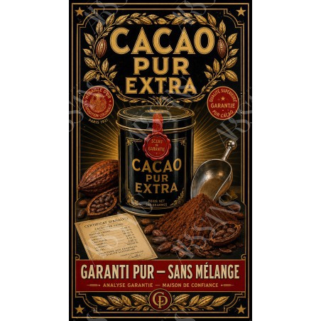 Cacao Pur Extra – affiche & plaque vintage | Manufacture Arssans