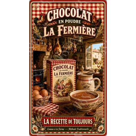 Chocolat en Poudre La Fermière – affiche & plaque vintage | Manufacture Arssans